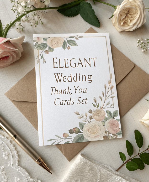 Elegant Wedding Thank You Cards Set